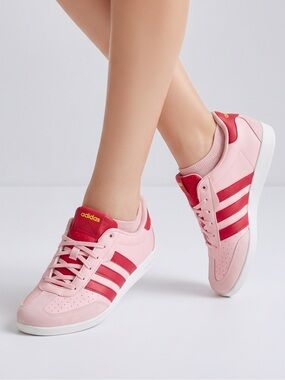 adidas Women’s Pink Sneakers with Red Stripes